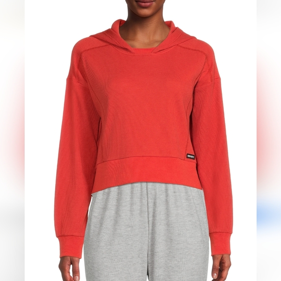 Kendall & Kylie Tops - Kendall + Kylie Hoodie Waffle Knit Boxy Lounge top‎ sz M